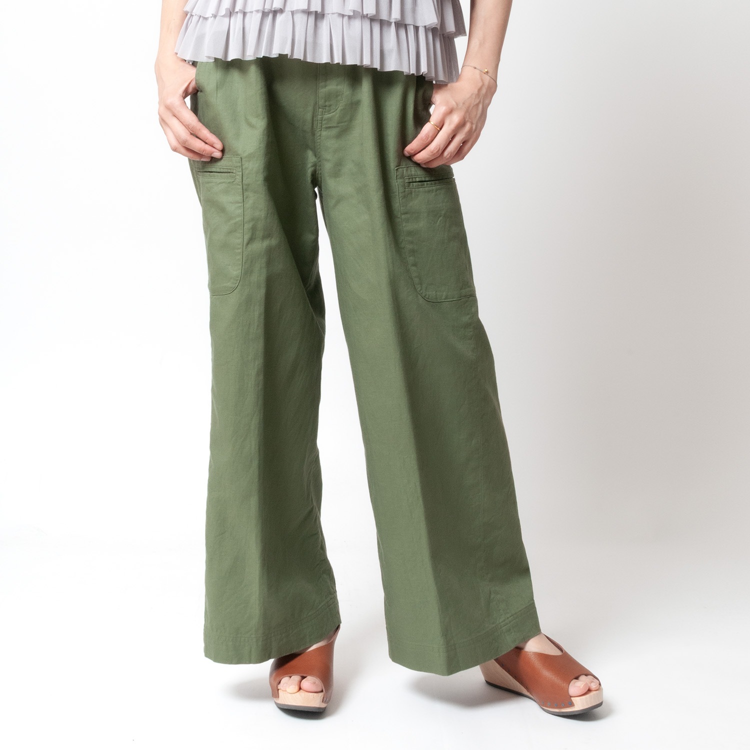 [Harriss] Cotton linen casual wide straight pants
