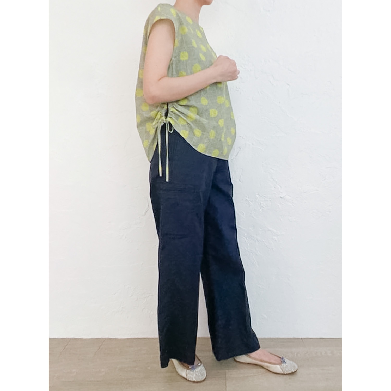 [Harriss] Cotton linen casual wide straight pants