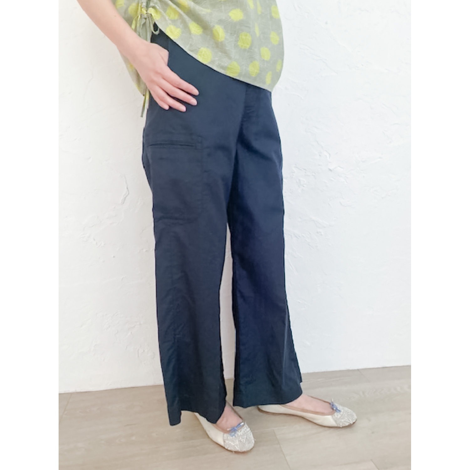 [Harriss] Cotton linen casual wide straight pants