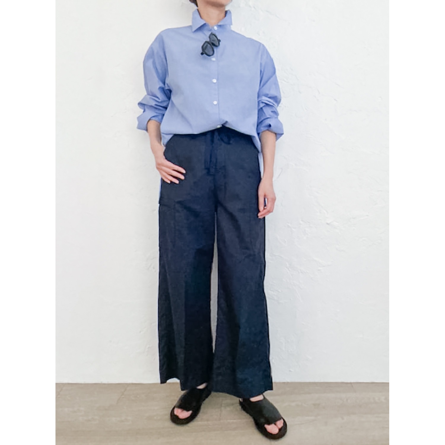 [Harriss] Cotton linen casual wide straight pants