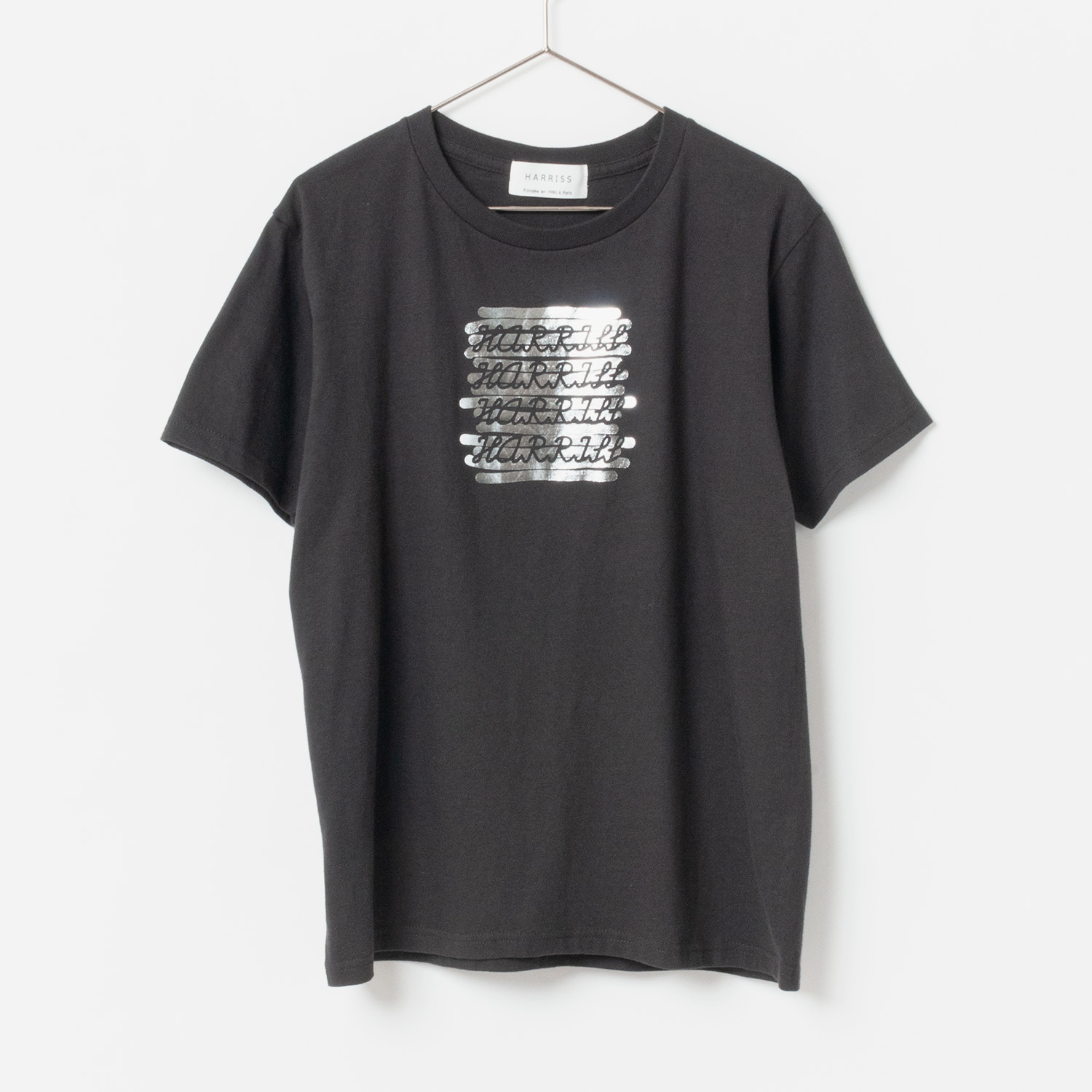 [Harriss] Original Print T-shirt :Foil line logo_Charcoal gray(81)
