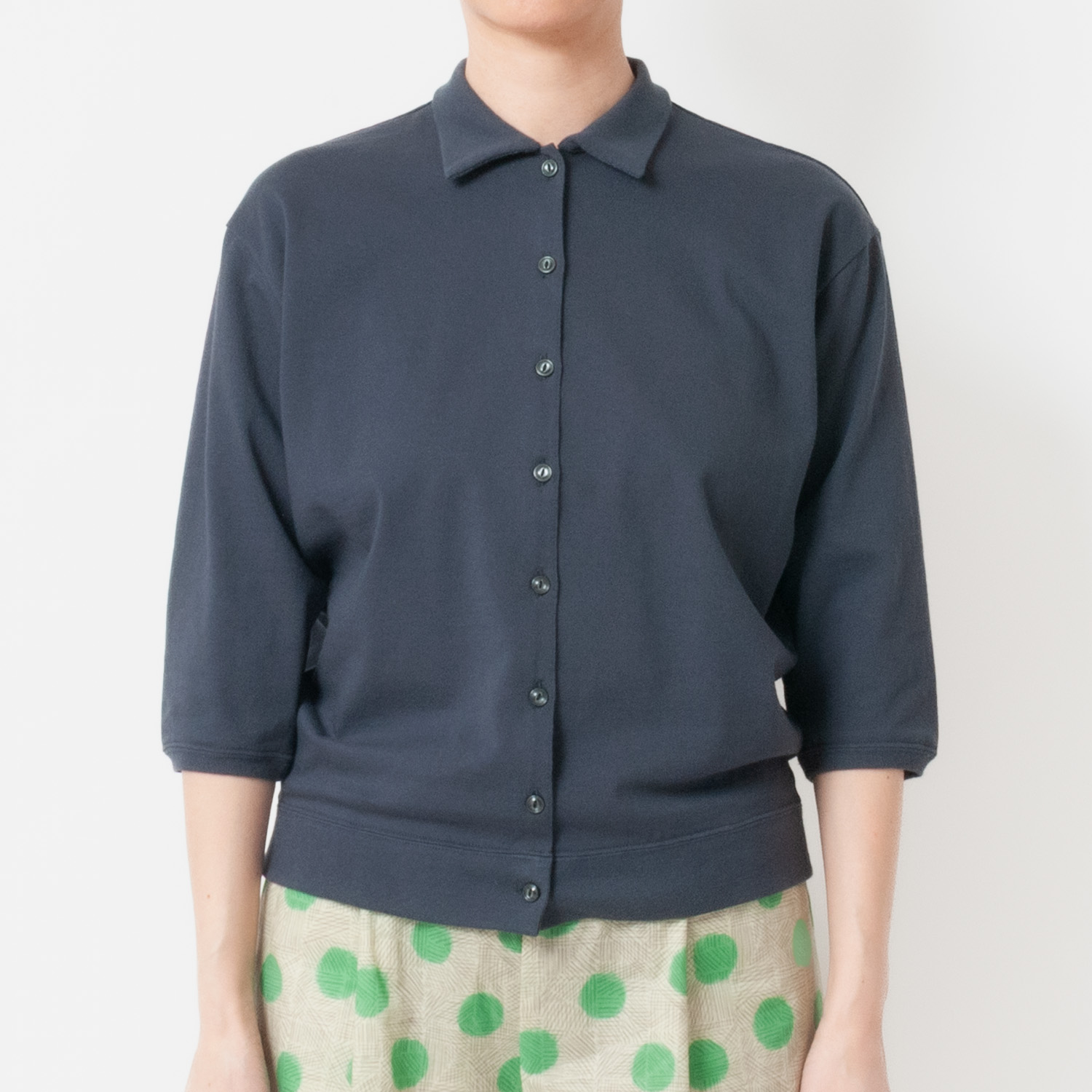 [Harriss] Half sleeve collared cardigan