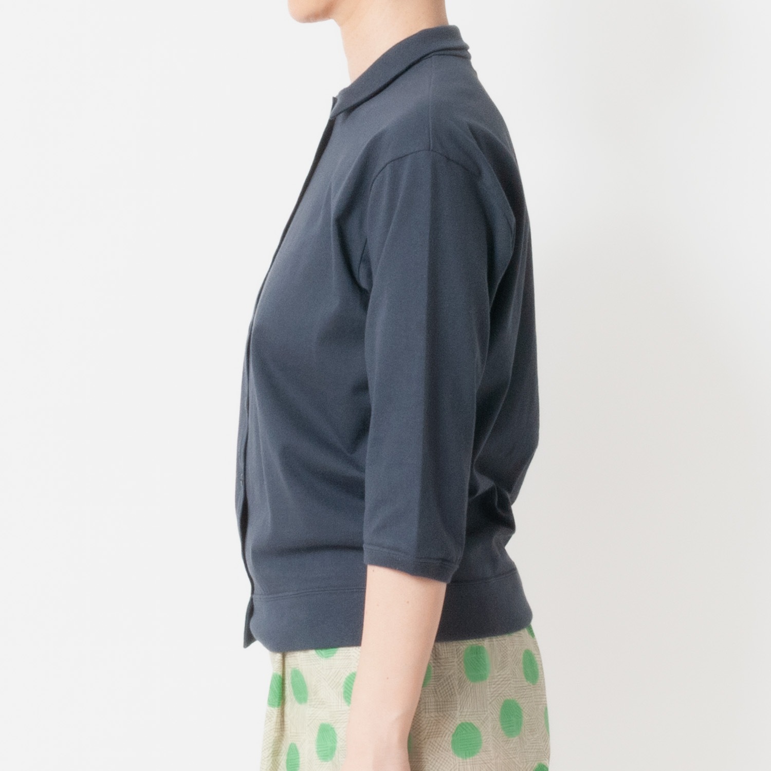 [Harriss] Half sleeve collared cardigan
