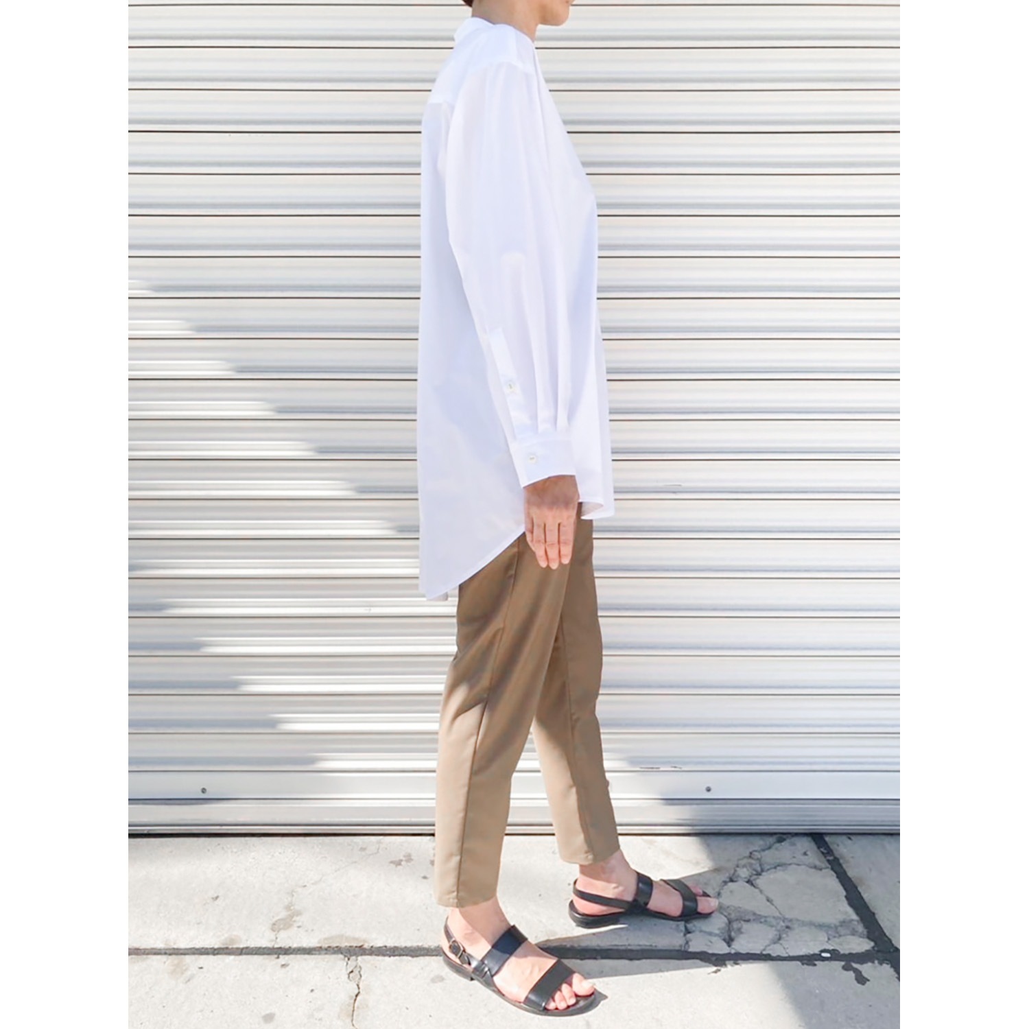 [Harriss] Band-collar long shirt_Off white(02)