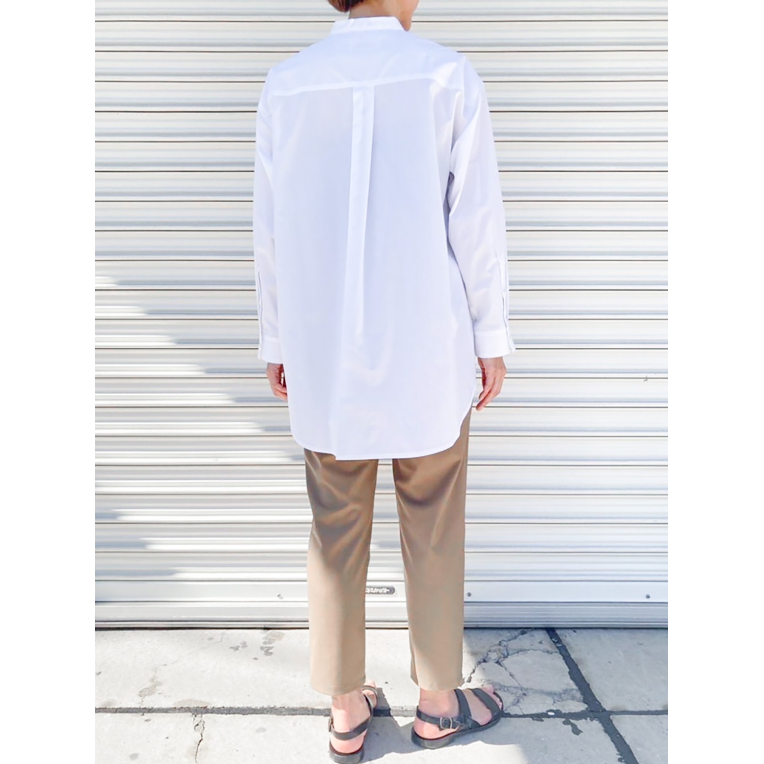 [Harriss] Band-collar long shirt_Off white(02)