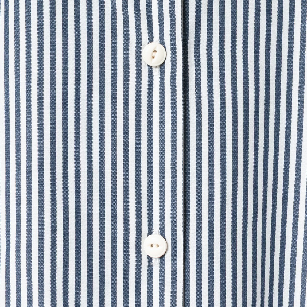 [Harriss] Band-collar long shirt_Navy blue(50)