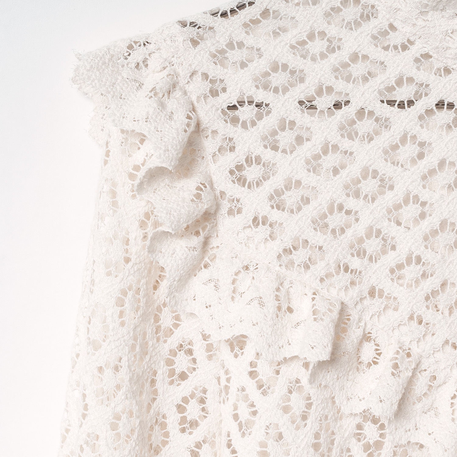 [Harriss �� Keiko Okamoto] Organic Cotton Ruffle Lace Blouse_Ecru(03)