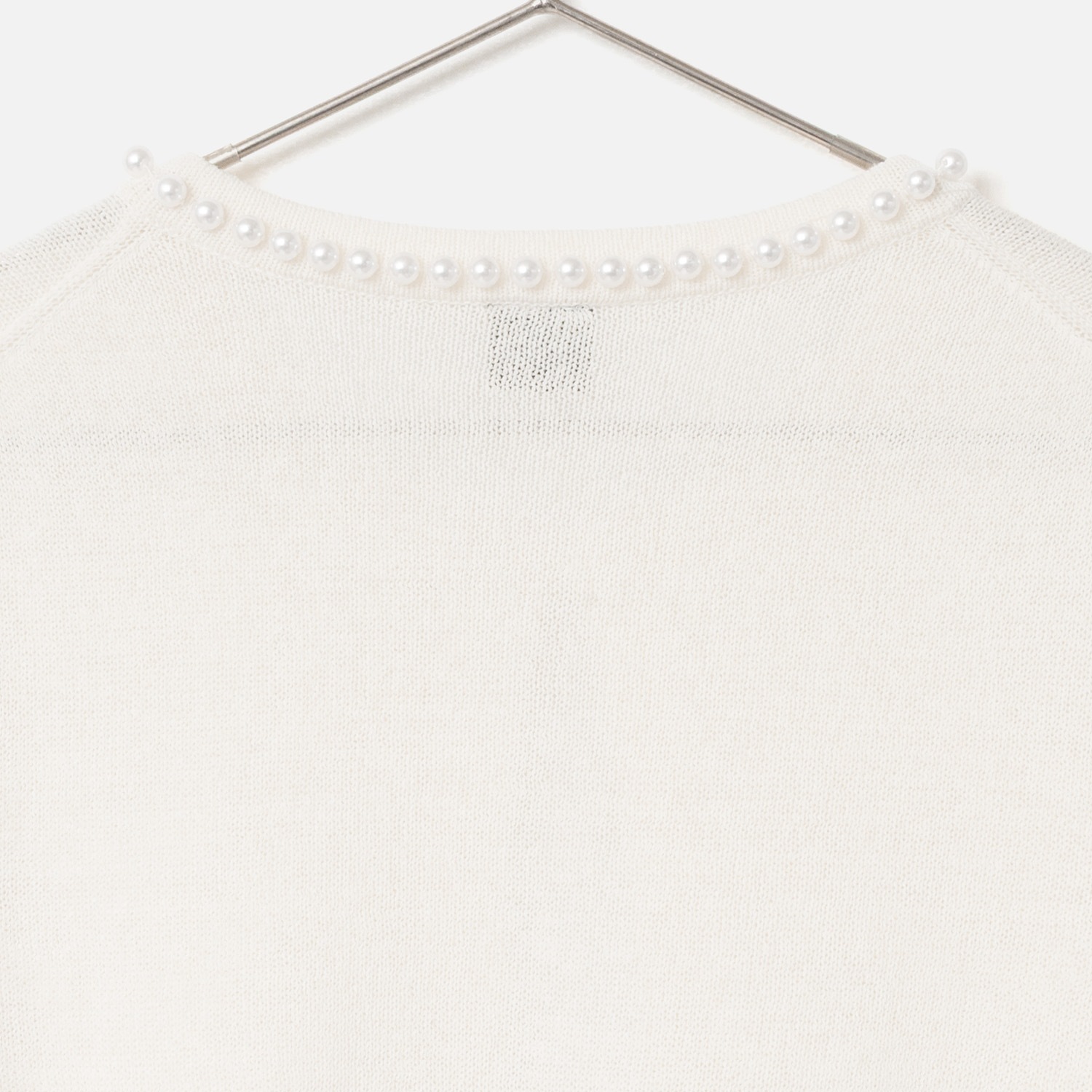 [Harriss �� Keiko Okamoto] Crew neck cardigan with pearls_Ecru(03)