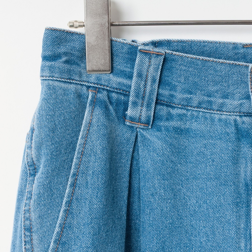 [le ciel de HARRISS] Twisted seam wide denim_Sax blue(52)