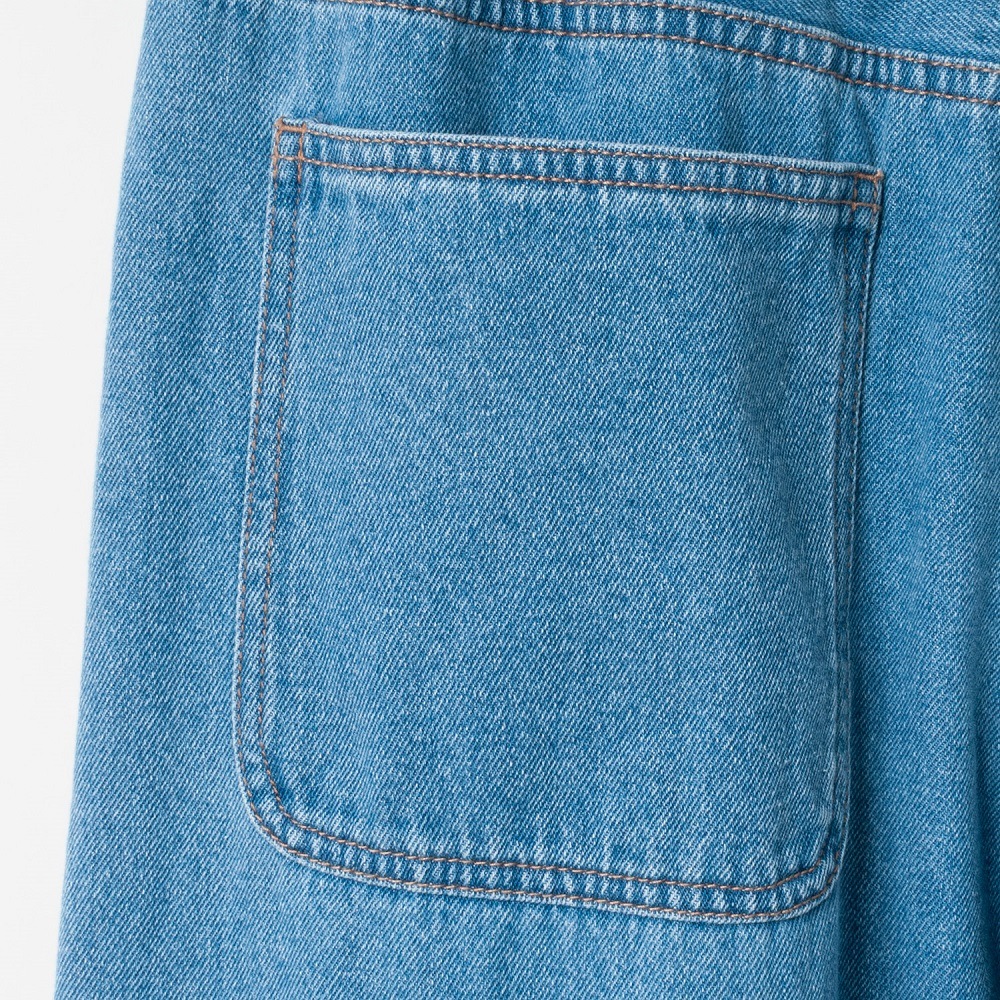 [le ciel de HARRISS] Twisted seam wide denim_Sax blue(52)