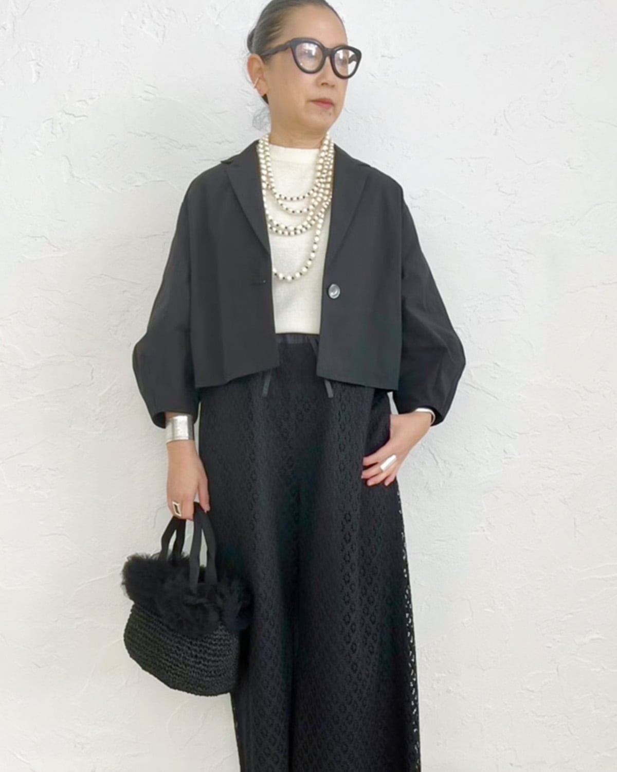 Harriss × Keiko Okamoto] Cotton Pearl 3-strand Necklace | KANEMAN