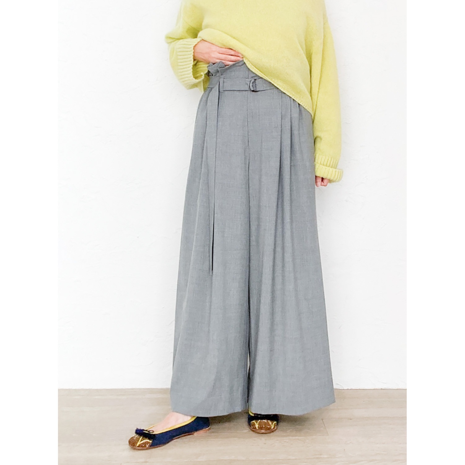 [Harriss  Keiko Okamoto] Wide pants_Gray(82)