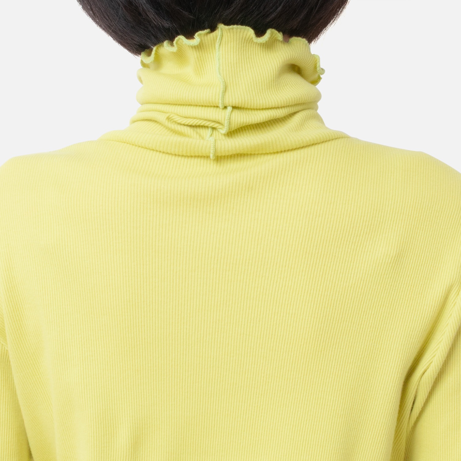 [Harriss �� Keiko Okamoto] Cut-rib long turtleneck sweater_Lemon Yellow(12)