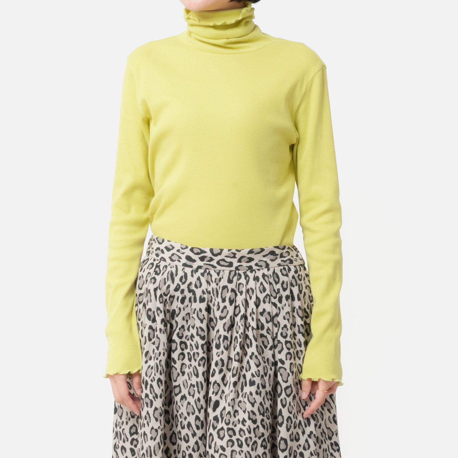 [Harriss �� Keiko Okamoto] Cut-rib long turtleneck sweater_Lemon Yellow(12)