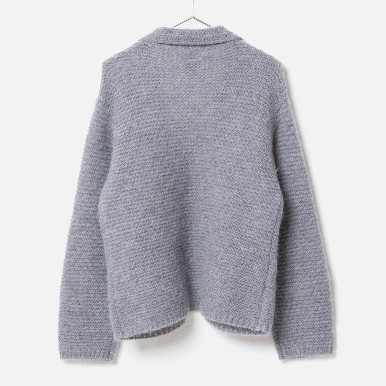 [Harriss  Keiko Okamoto] Kid mohair blend crew neck cardigan_Gray(82)