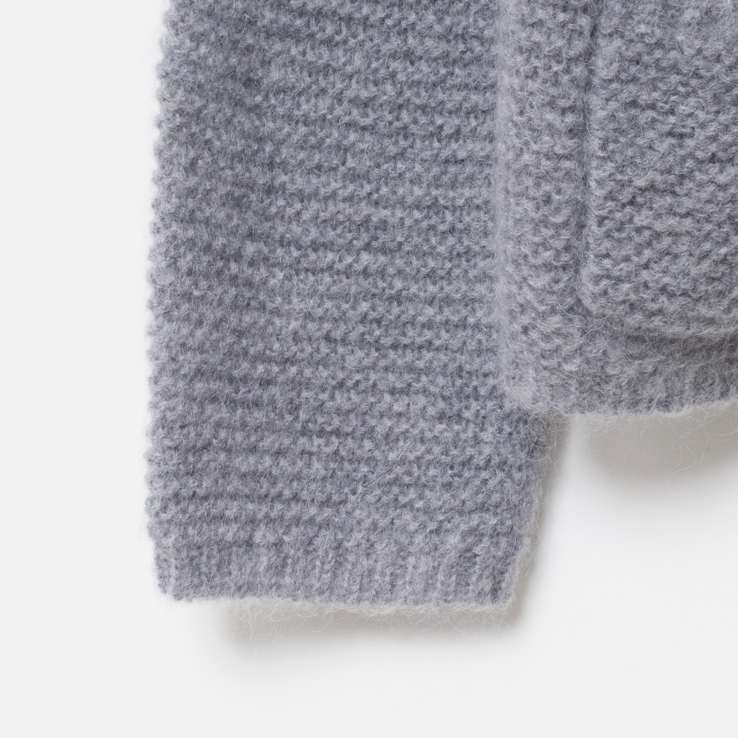 [Harriss  Keiko Okamoto] Kid mohair blend crew neck cardigan_Gray(82)