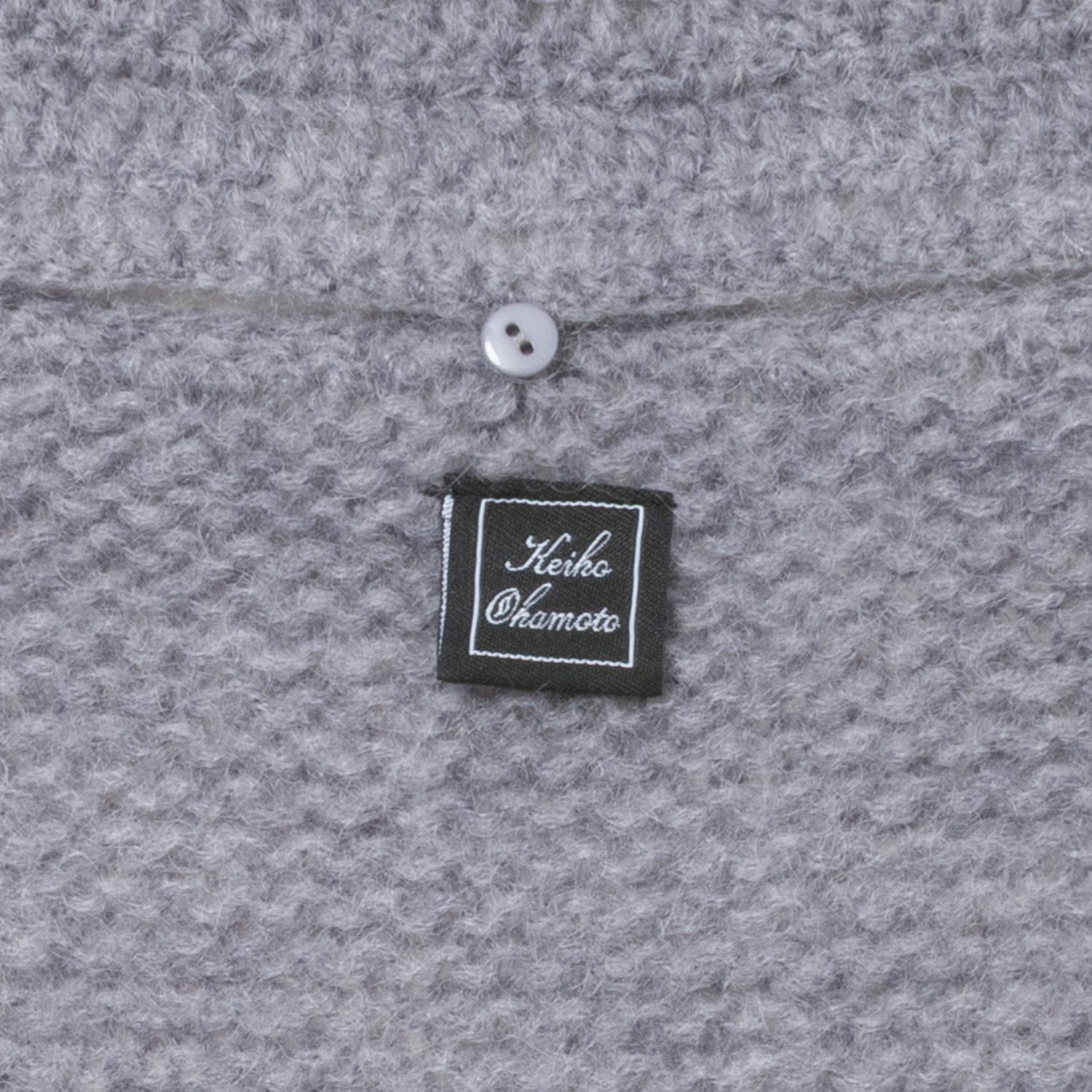 [Harriss  Keiko Okamoto] Kid mohair blend crew neck cardigan_Gray(82)