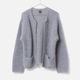 [Harriss  Keiko Okamoto] Kid mohair blend crew neck cardigan_Gray(82)