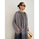 [Harriss  Keiko Okamoto] Kid mohair blend crew neck cardigan_Gray(82)