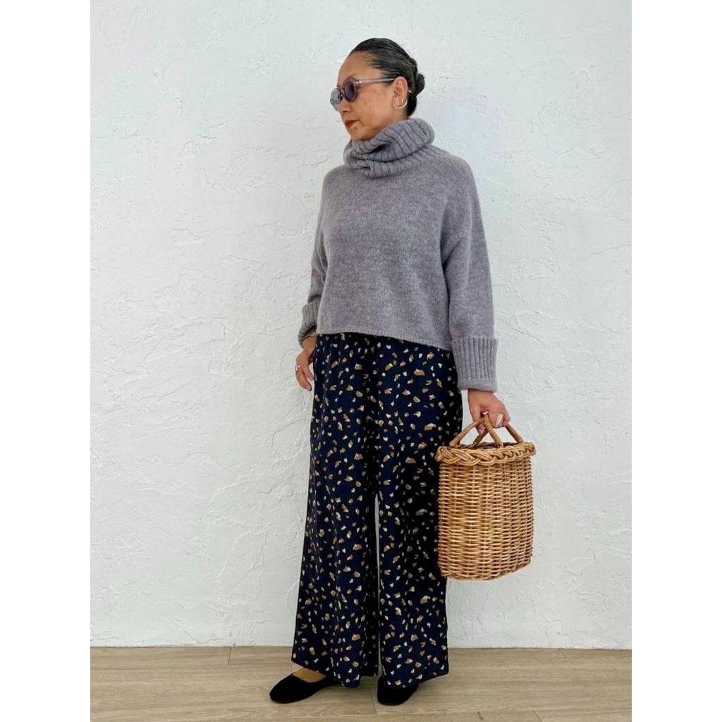 [Harriss �� Keiko Okamoto] Kid mohair blend wide turtleneck pullover_Gray(82)