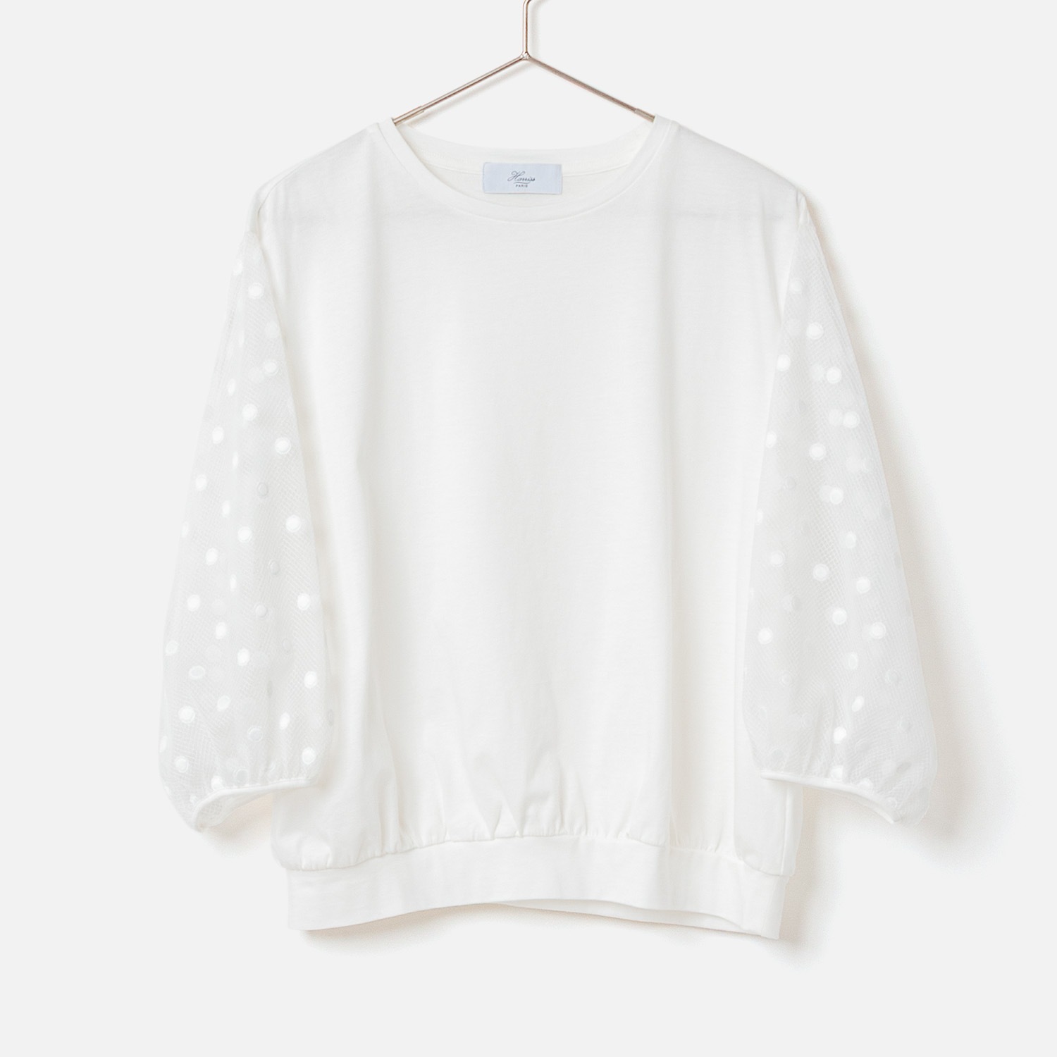[Harriss] Polka Dot Puff Sleeve Pullover