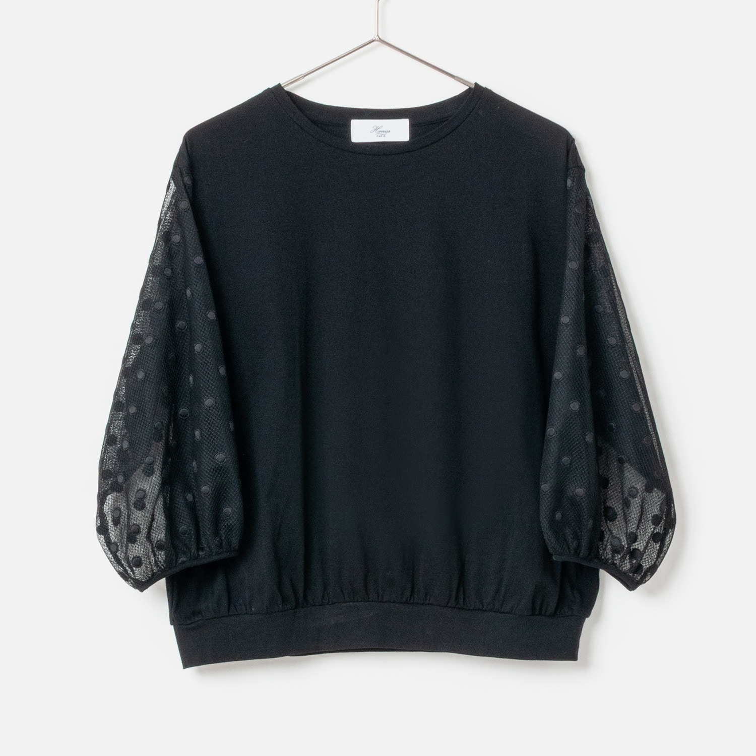 [Harriss] Polka Dot Puff Sleeve Pullover