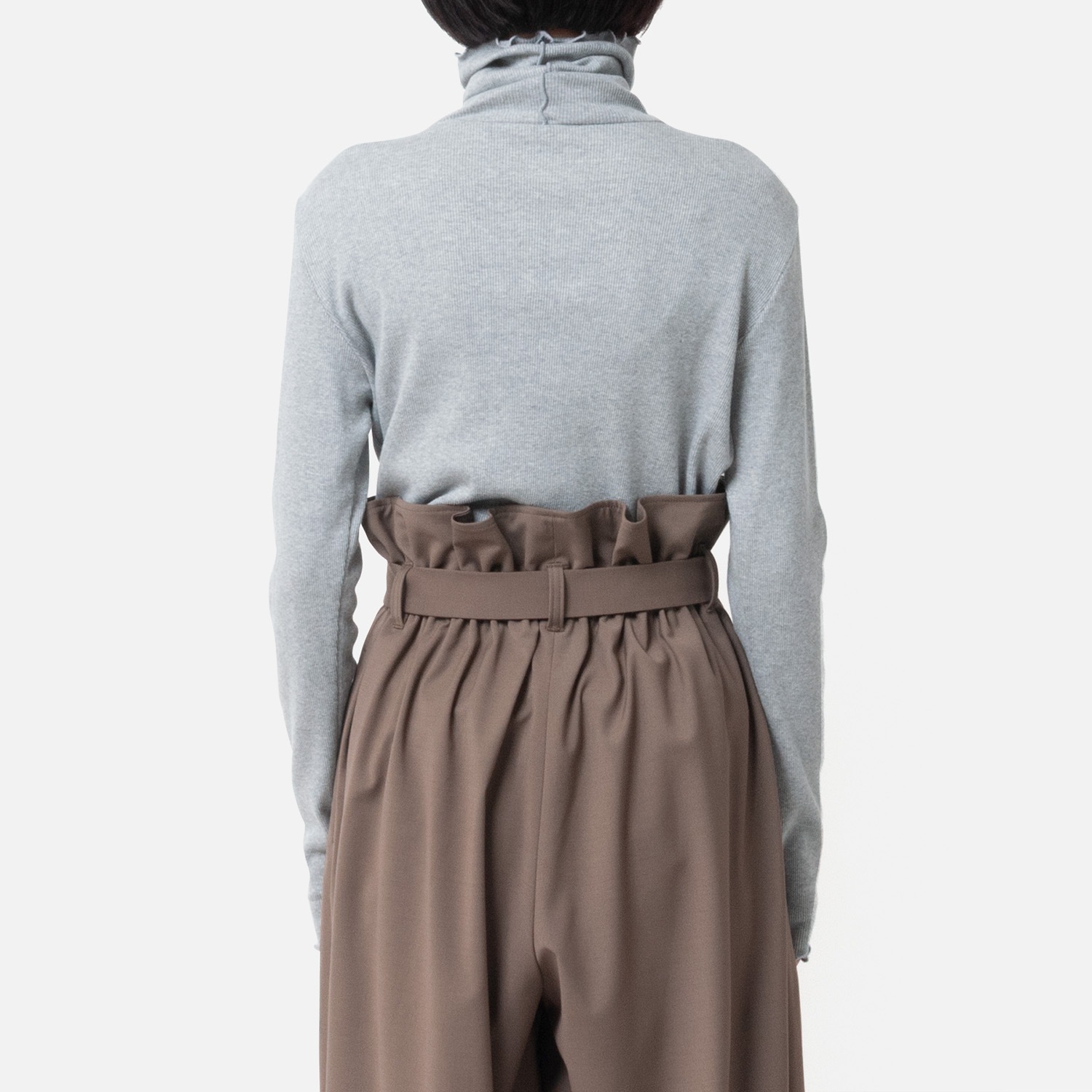 [Harriss  Keiko Okamoto] Cut-rib long turtleneck sweater_Gray(82)