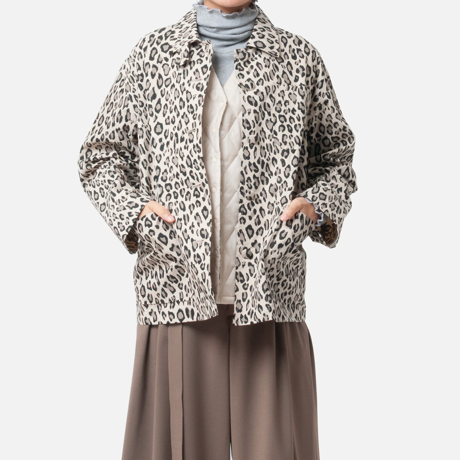 [Harriss  Keiko Okamoto] Cut-rib long turtleneck sweater_Gray(82)