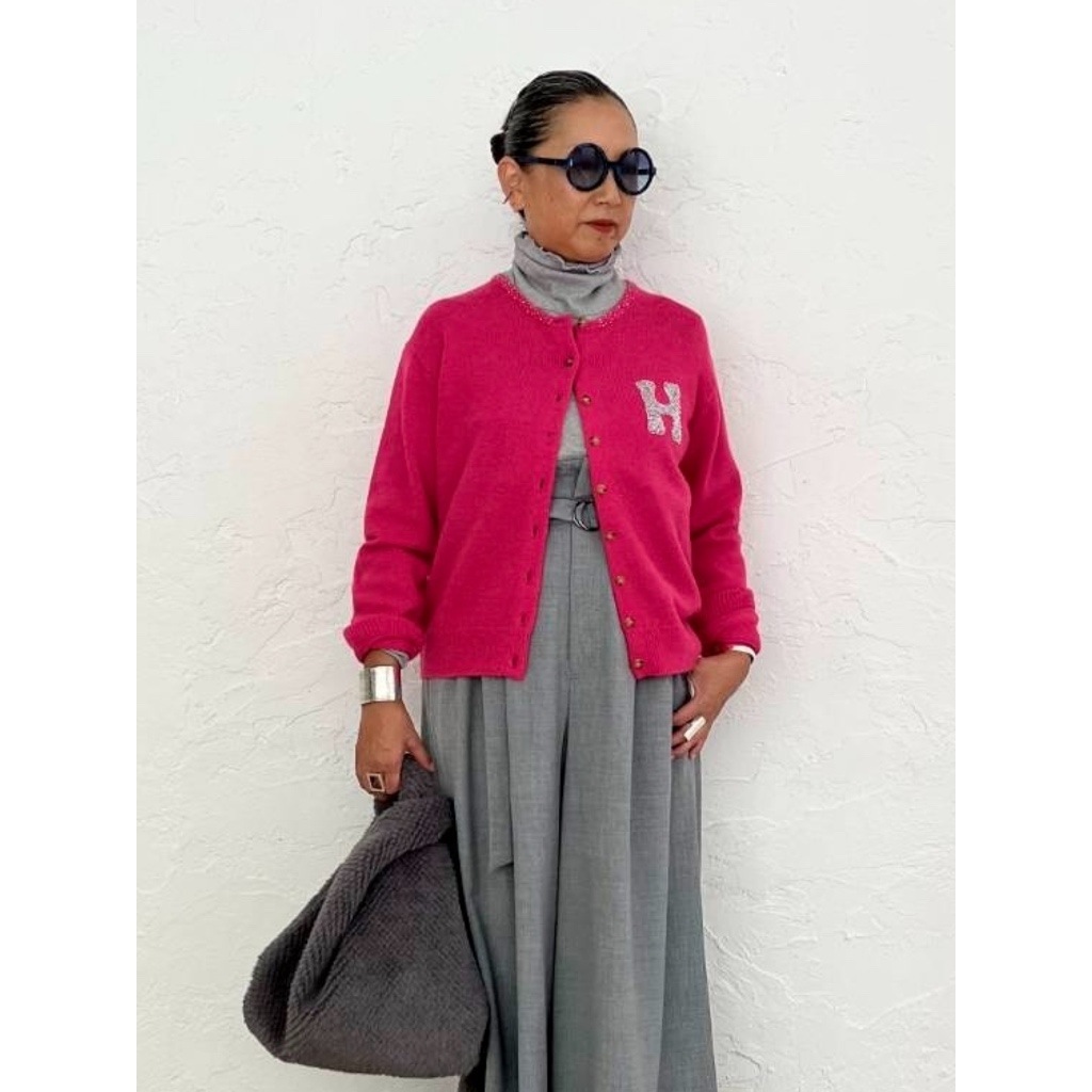 [Harriss  Keiko Okamoto] Cut-rib long turtleneck sweater_Gray(82)