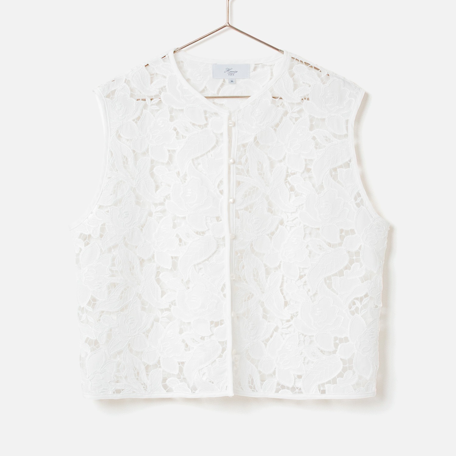 [Harriss] Embroidered Lace Vest