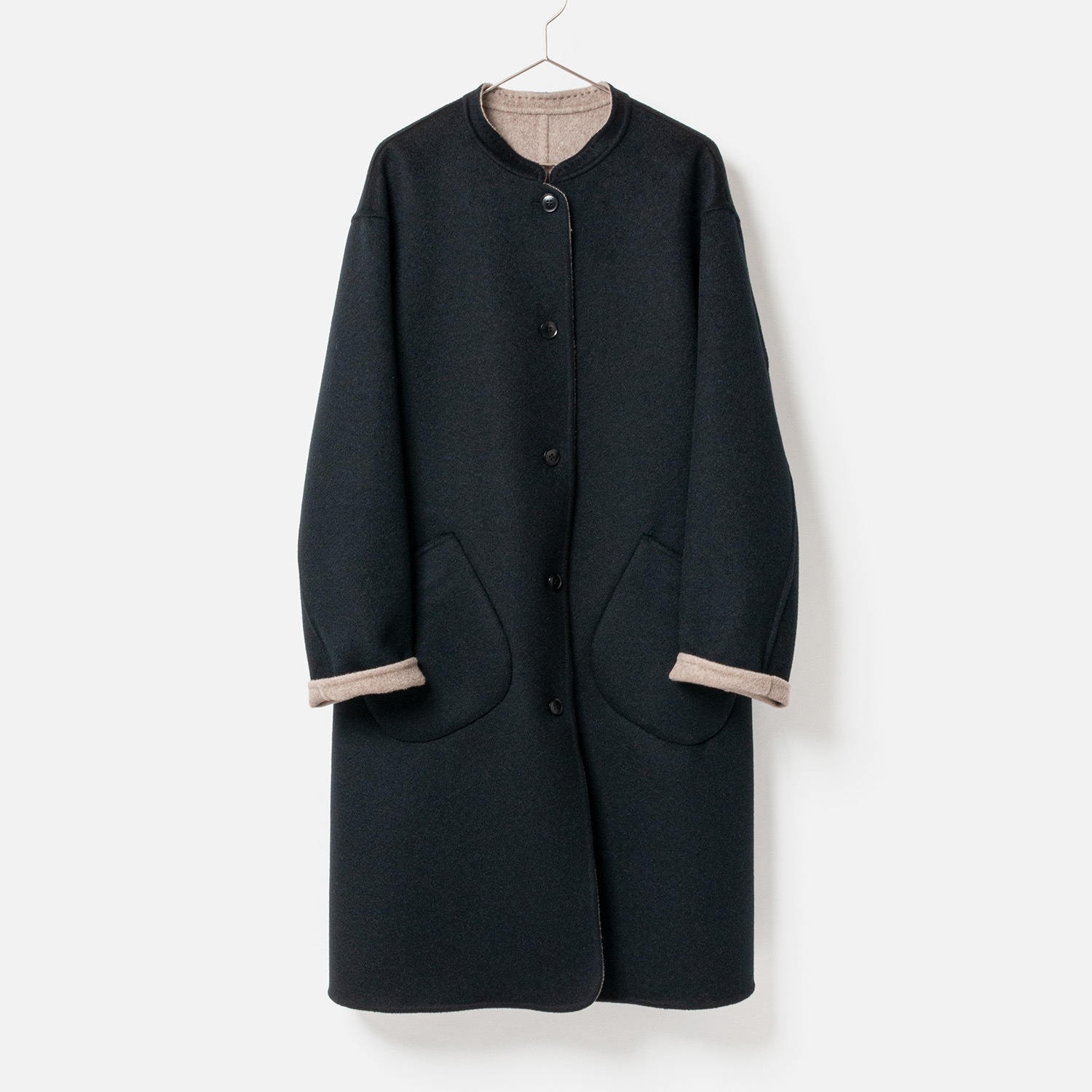 [HARRISS De Relax] Cashmere reversible coat_BLACK��BEIGE(80)