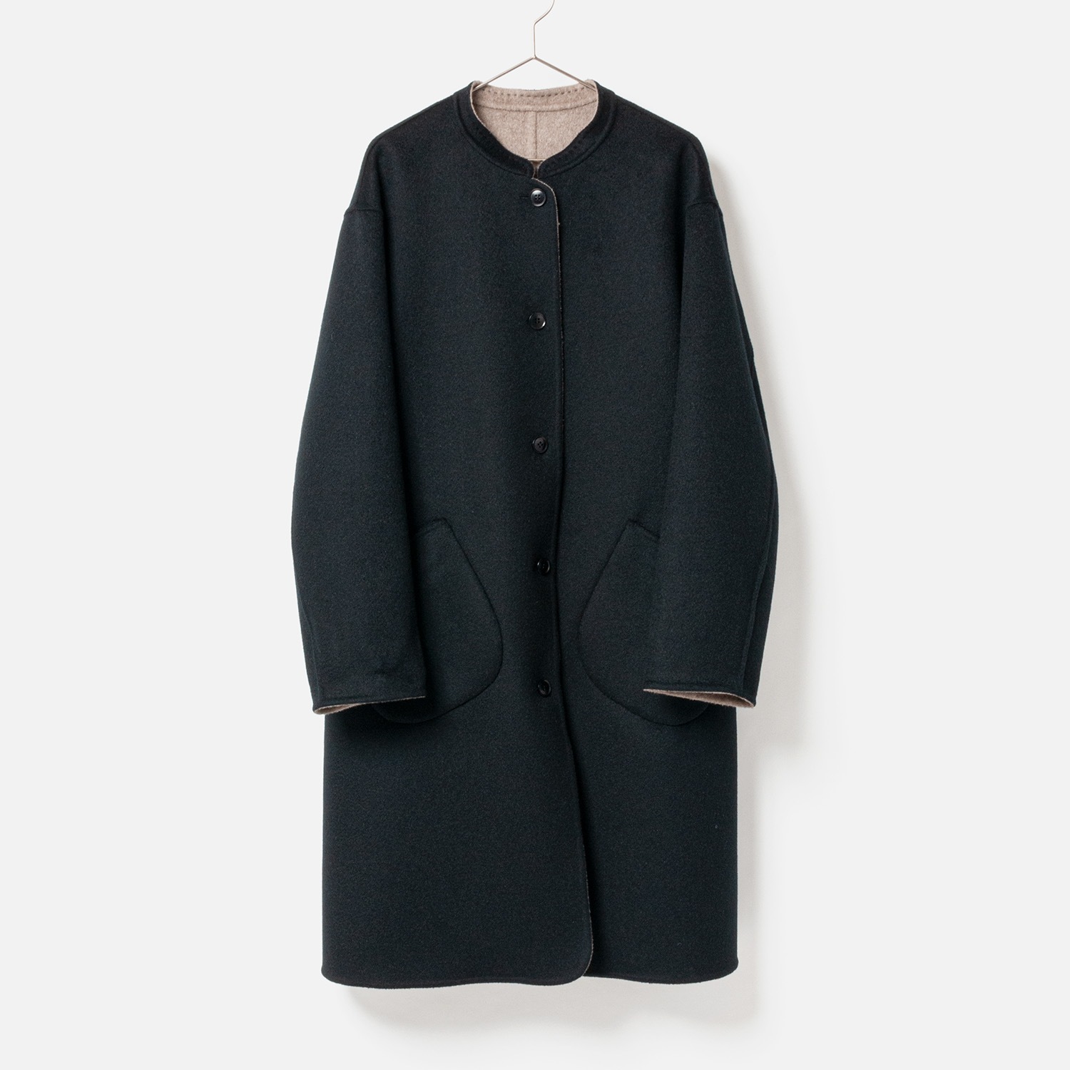 [HARRISS De Relax] Cashmere reversible coat_BLACK��BEIGE(80)