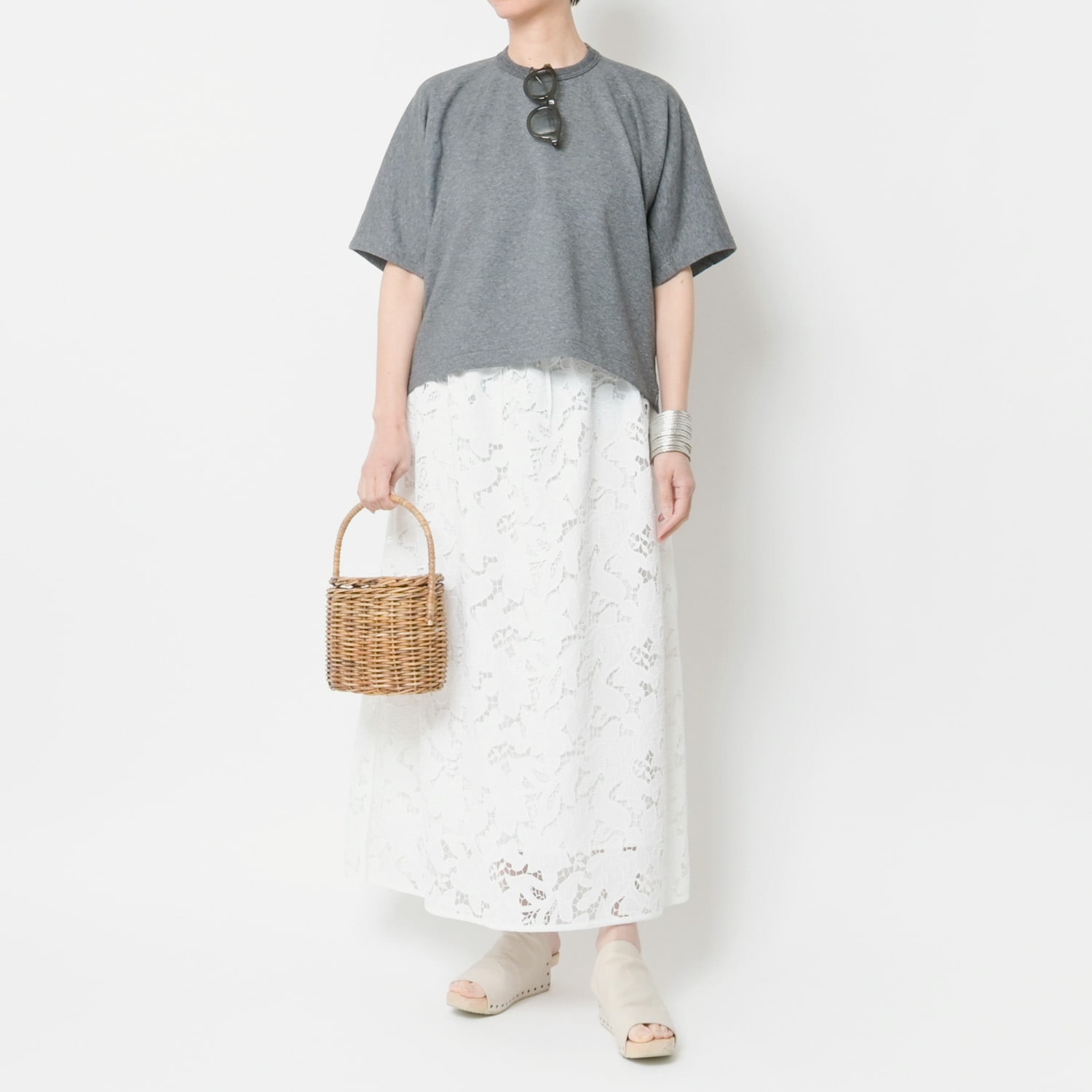 [Harriss] Embroidered Lace Long Skirt