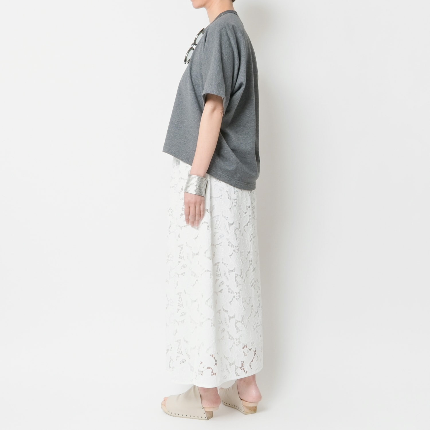 [Harriss] Embroidered Lace Long Skirt