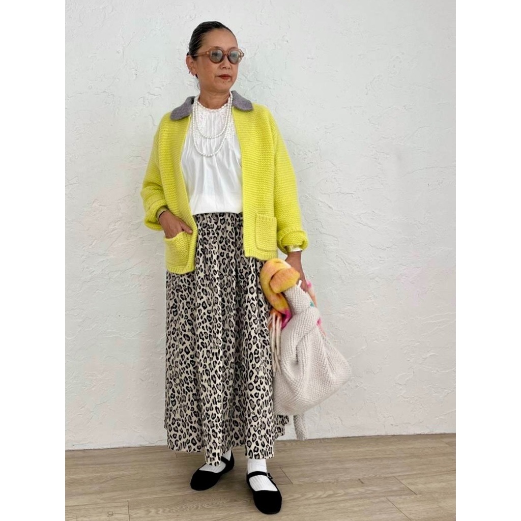 Harriss × Keiko Okamoto] Leopard motif skirt_Ivory(04) | KANEMAN E
