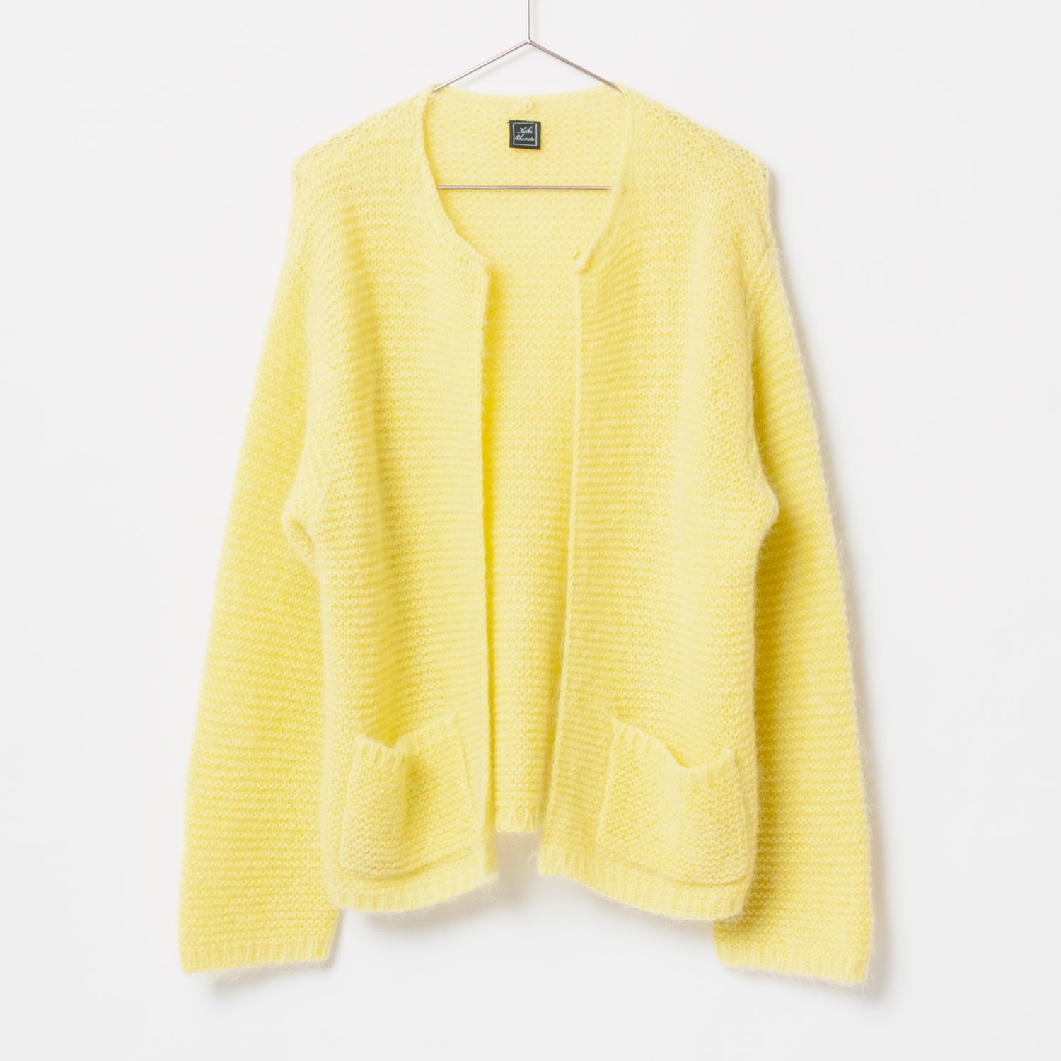 [Harriss  Keiko Okamoto] Kid mohair blend crew neck cardigan_Lemon Yellow(12)