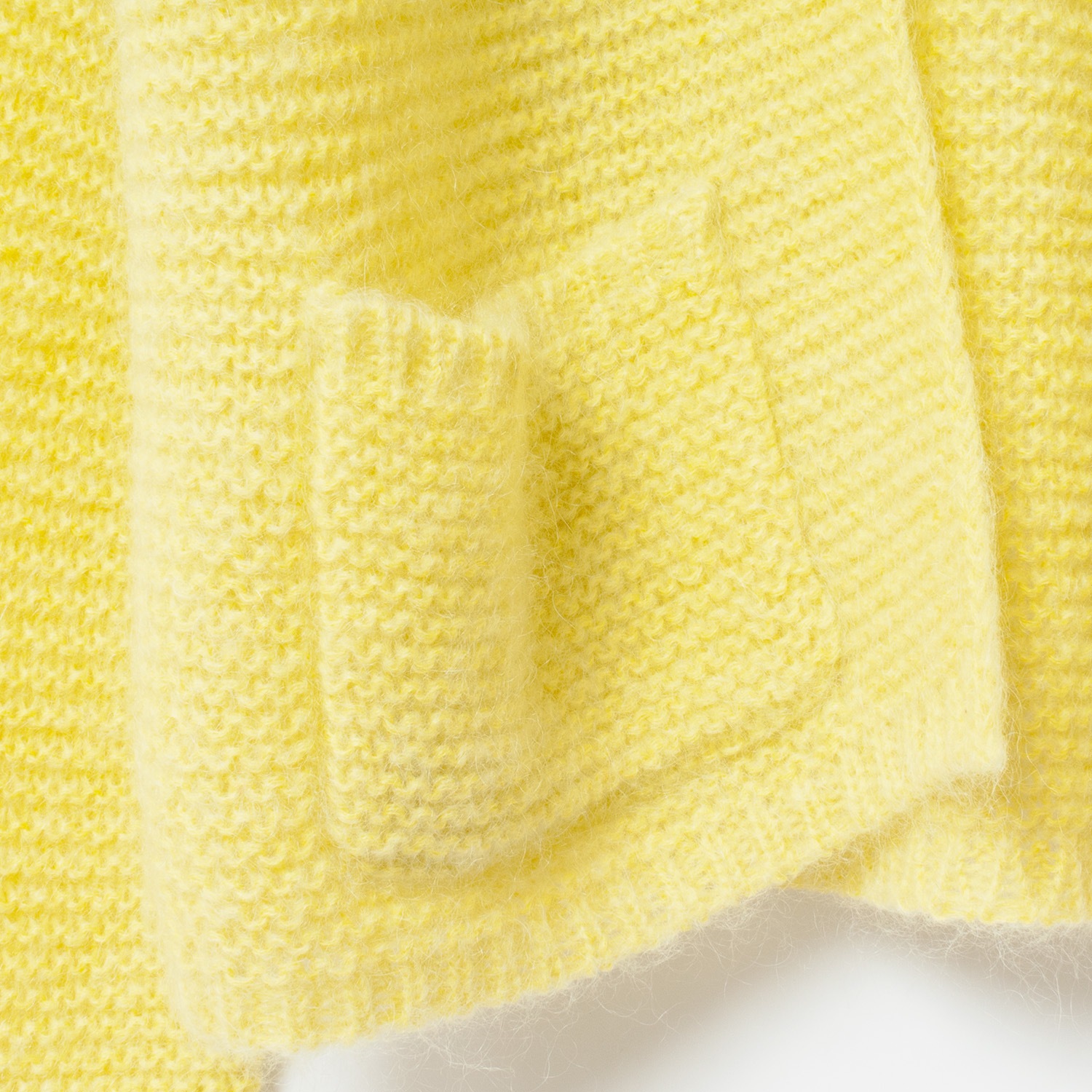 [Harriss  Keiko Okamoto] Kid mohair blend crew neck cardigan_Lemon Yellow(12)