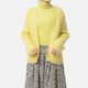 [Harriss  Keiko Okamoto] Kid mohair blend crew neck cardigan_Lemon Yellow(12)