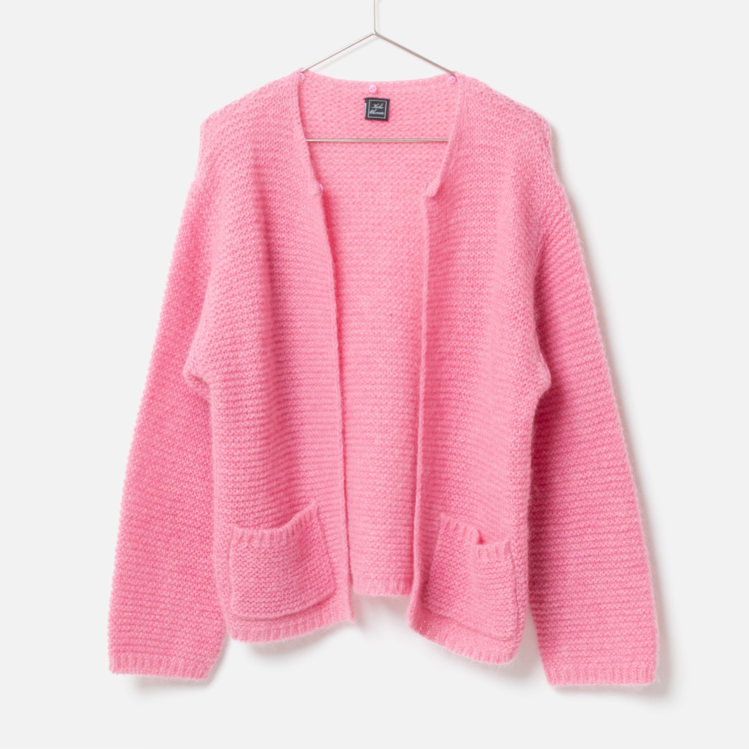 [Harriss  Keiko Okamoto] Kid mohair blend crew neck cardigan_Rose Pink(22)