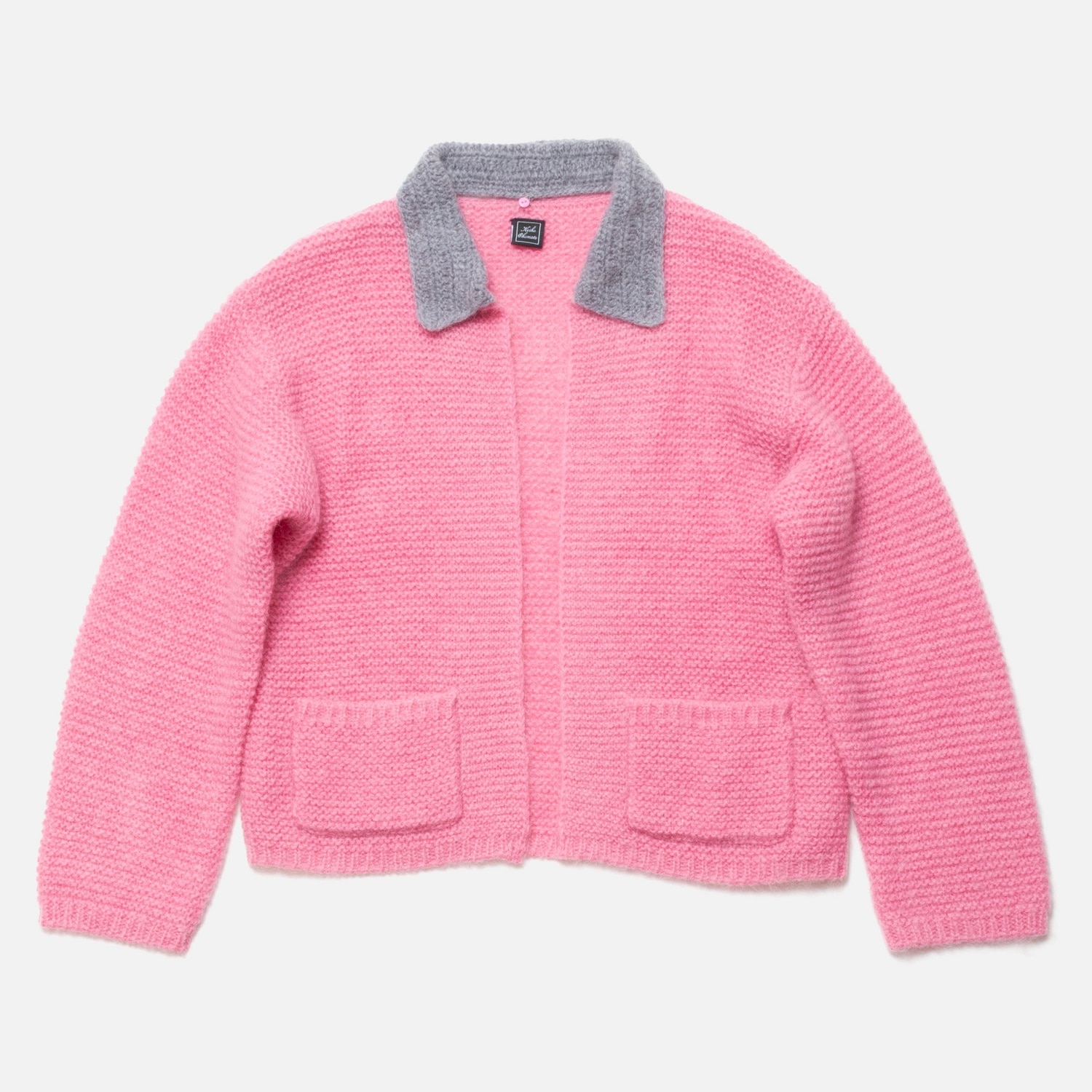 [Harriss  Keiko Okamoto] Kid mohair blend crew neck cardigan_Rose Pink(22)