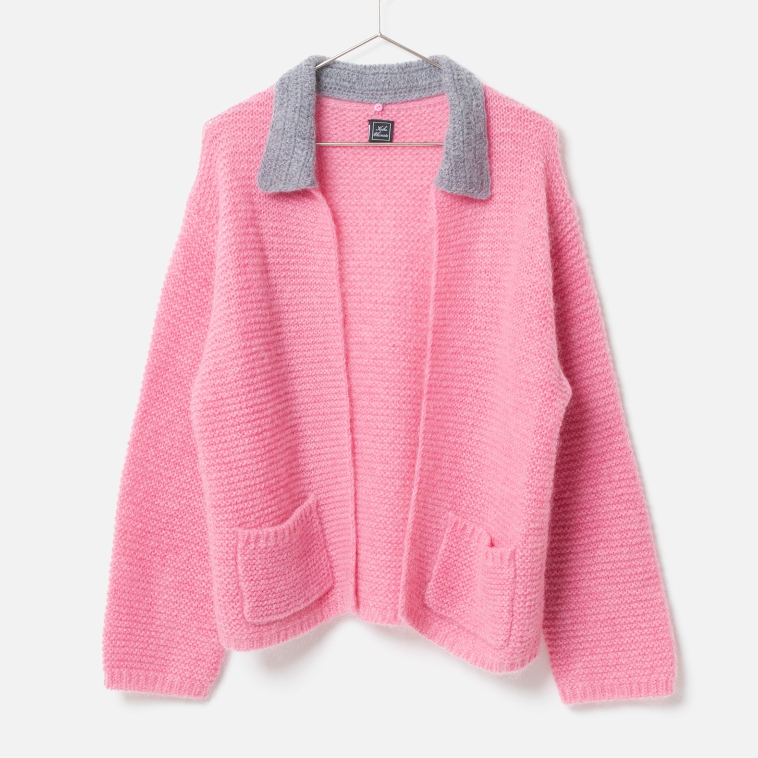 [Harriss  Keiko Okamoto] Kid mohair blend crew neck cardigan_Rose Pink(22)