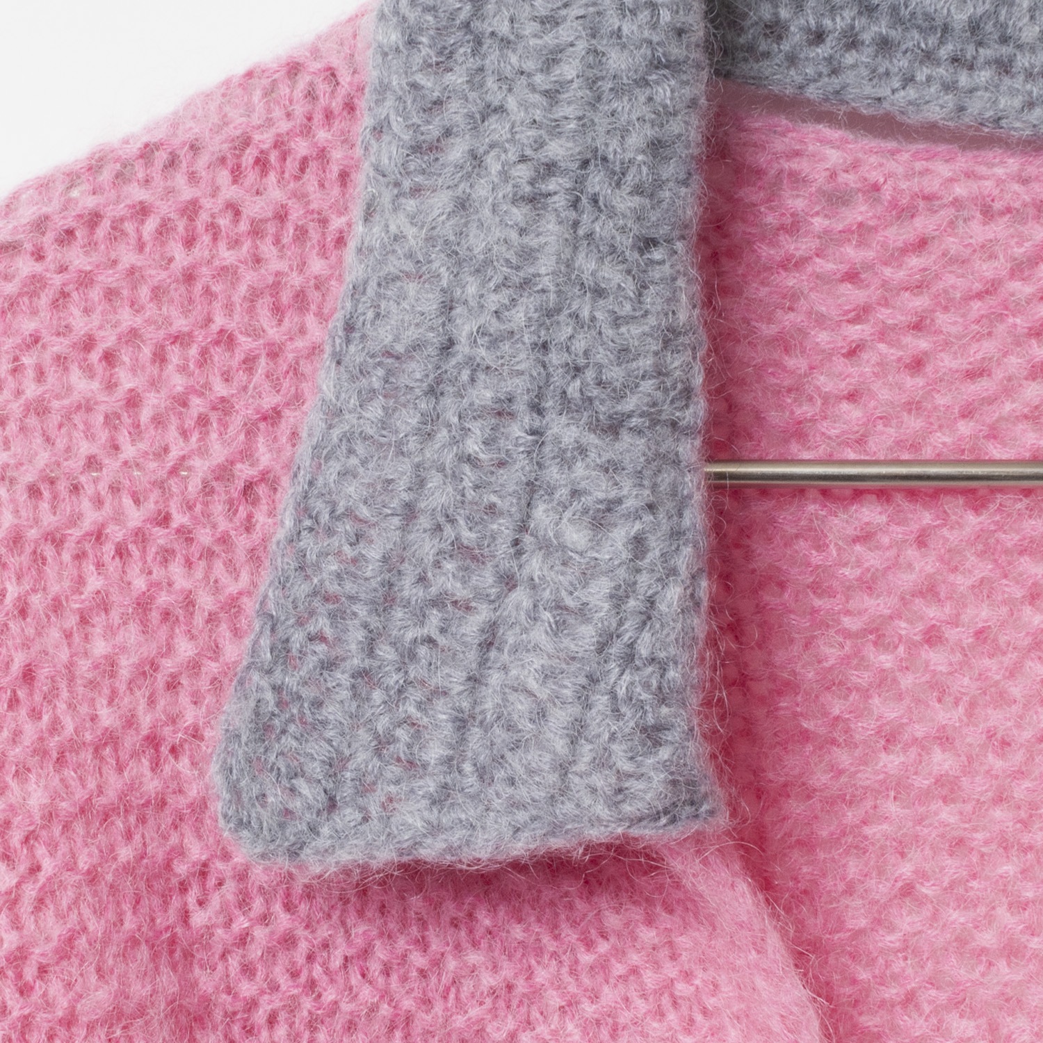 [Harriss  Keiko Okamoto] Kid mohair blend crew neck cardigan_Rose Pink(22)