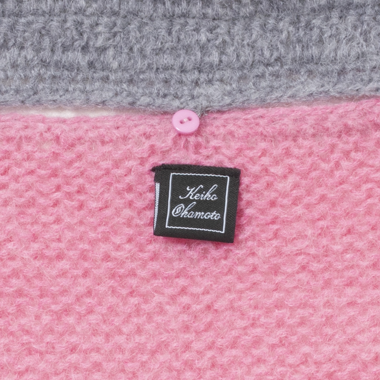 [Harriss  Keiko Okamoto] Kid mohair blend crew neck cardigan_Rose Pink(22)
