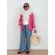 [Harriss  Keiko Okamoto] Kid mohair blend crew neck cardigan_Rose Pink(22)