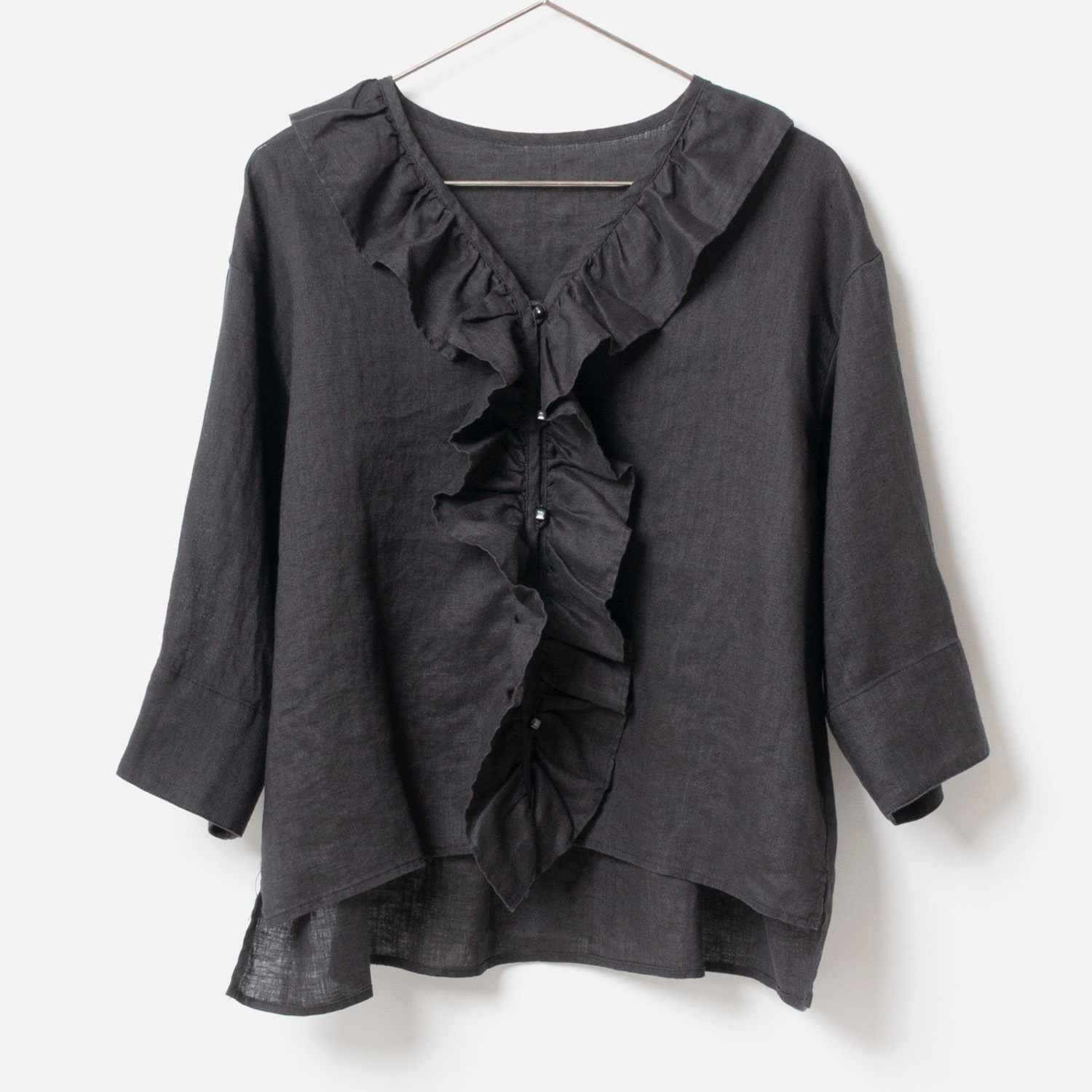 [Harriss] Linen Frilled Blouse