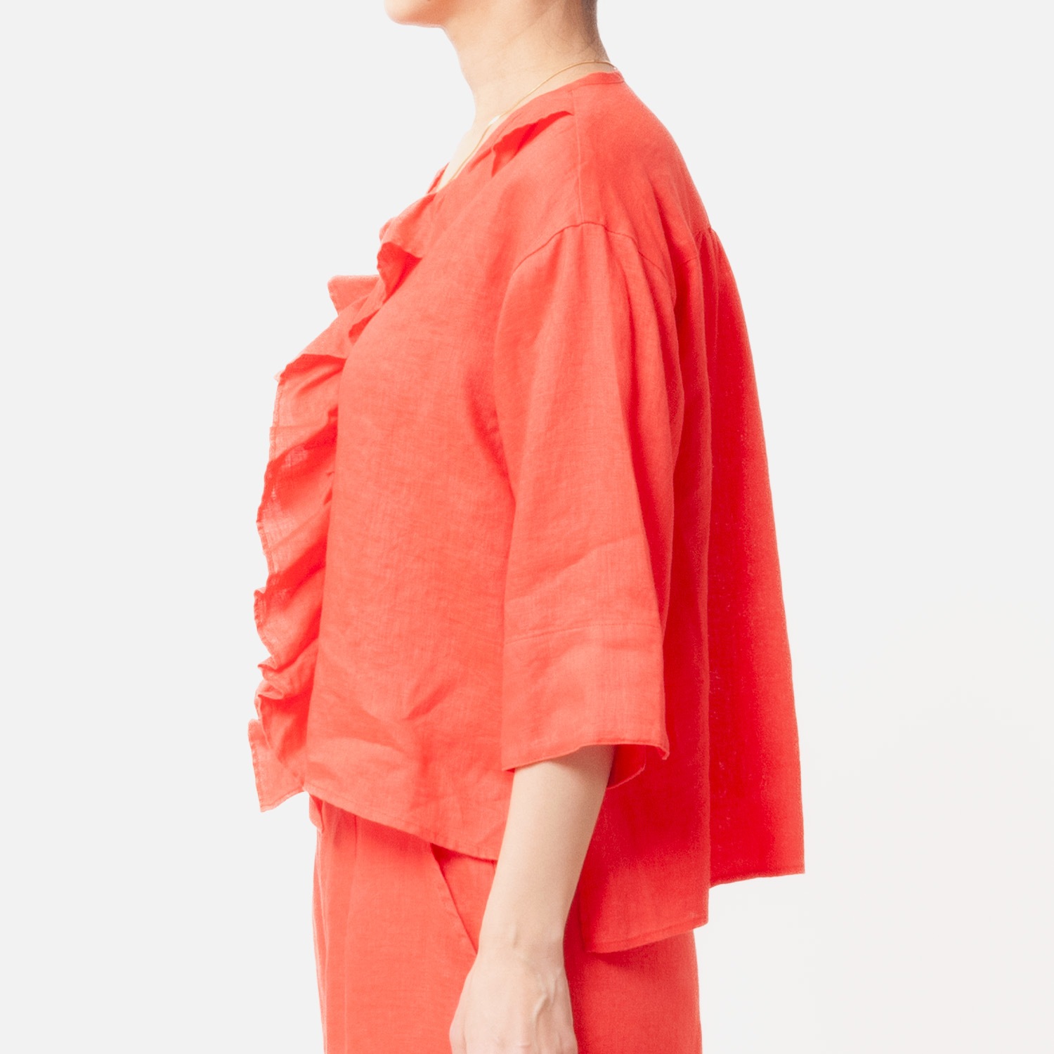 [Harriss] Linen Frilled Blouse