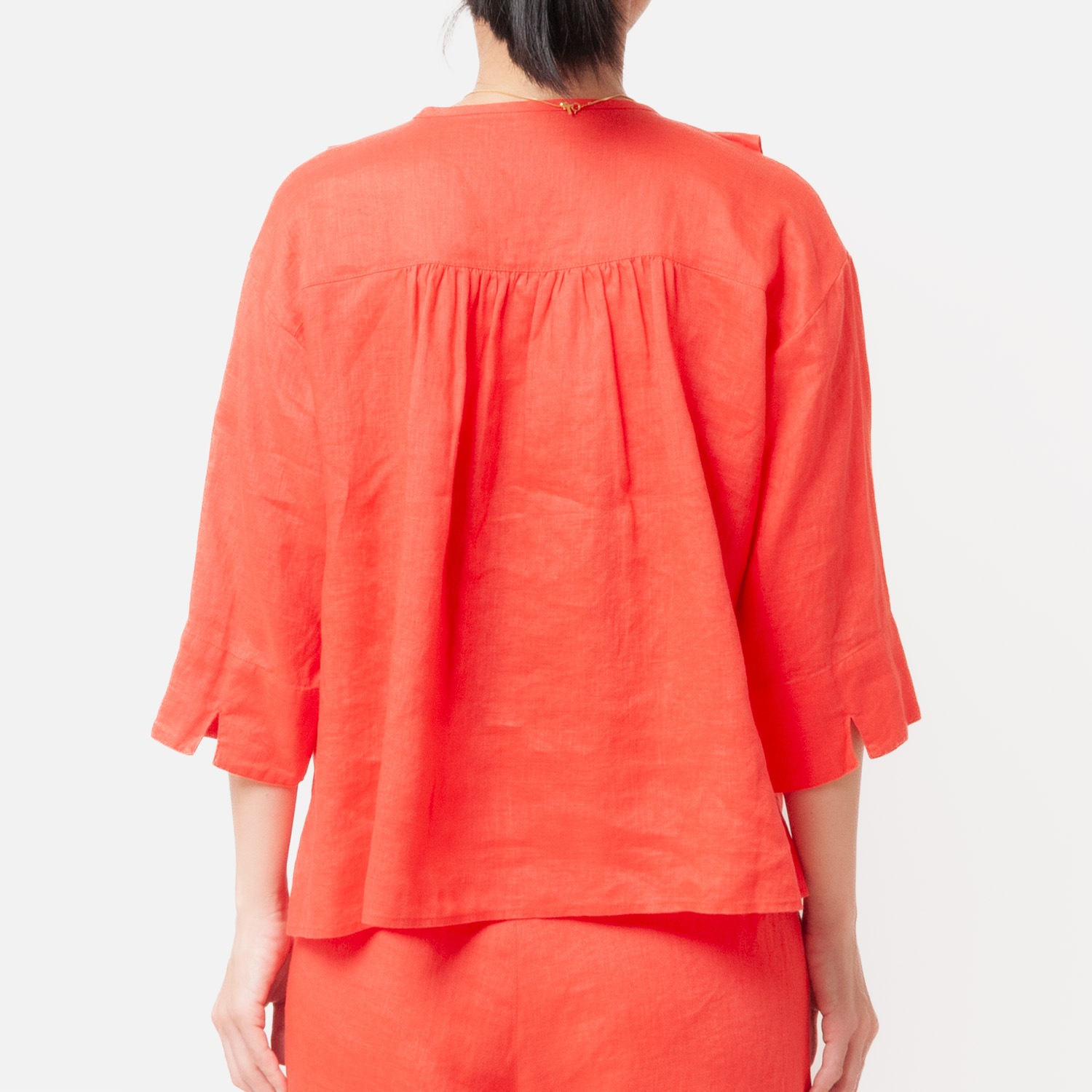 [Harriss] Linen Frilled Blouse