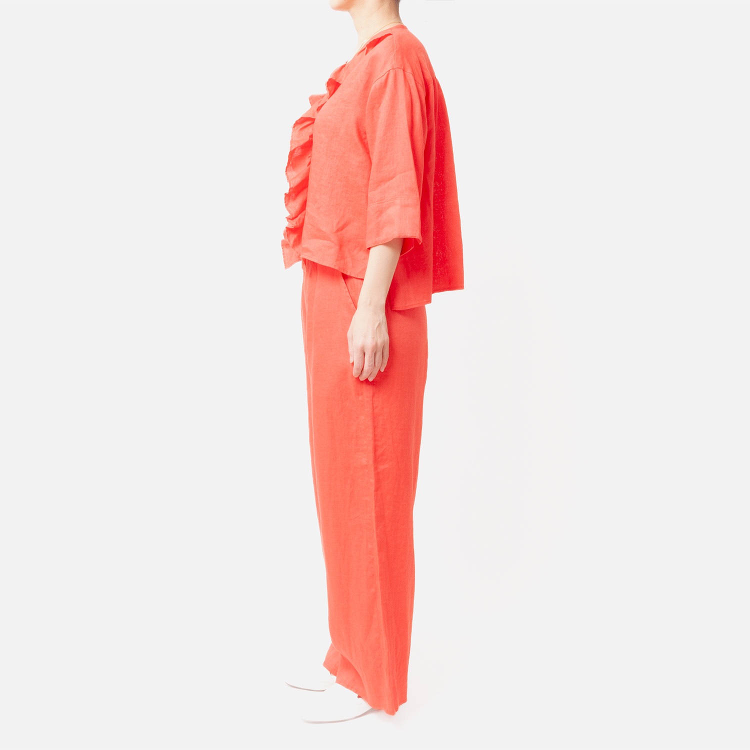 [Harriss] Linen Frilled Blouse