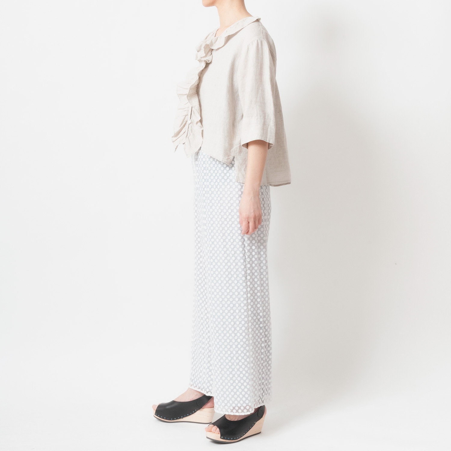 [Harriss] Linen Frilled Blouse