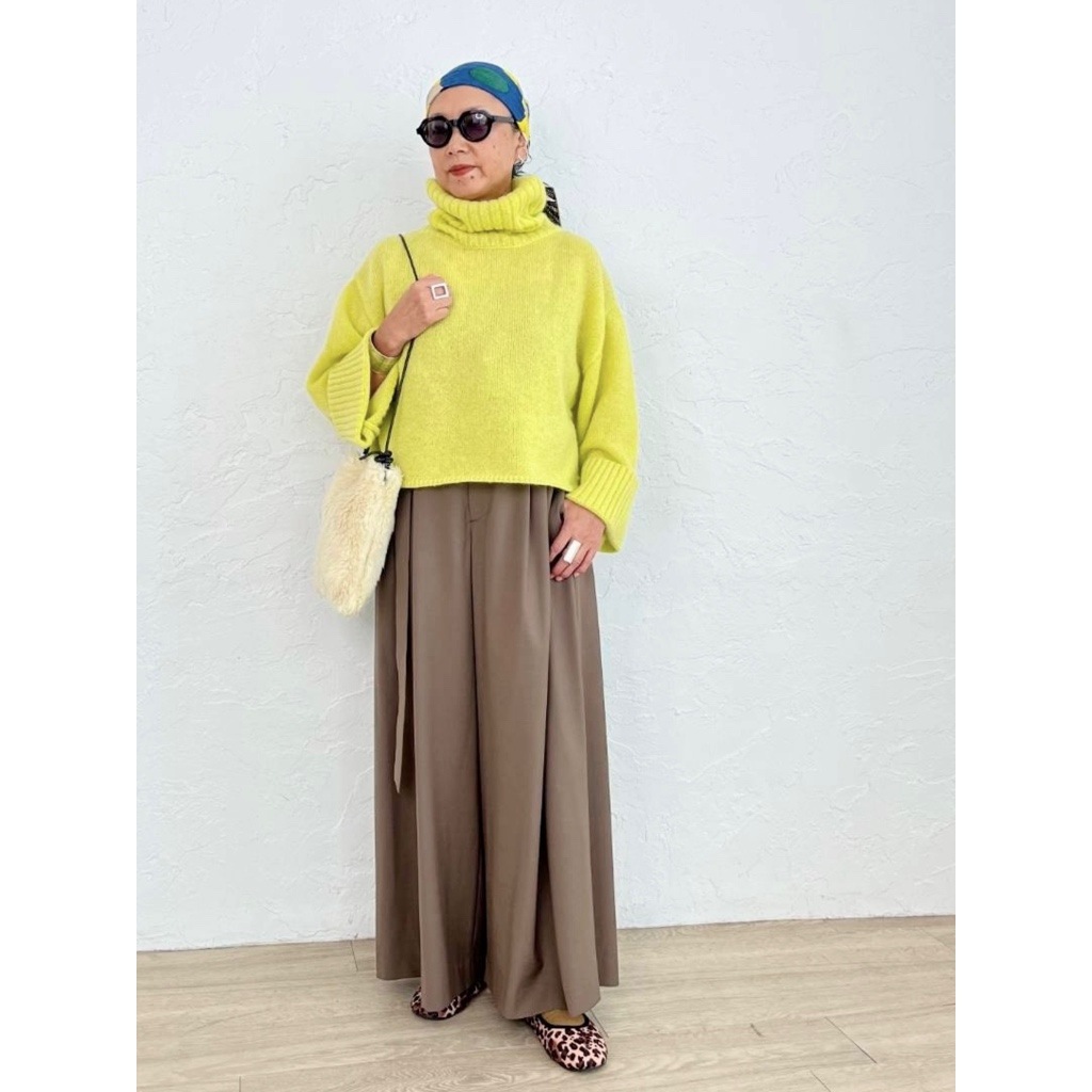 [Harriss �� Keiko Okamoto] Kid mohair blend wide turtleneck pullover_Lemon Yellow(12)